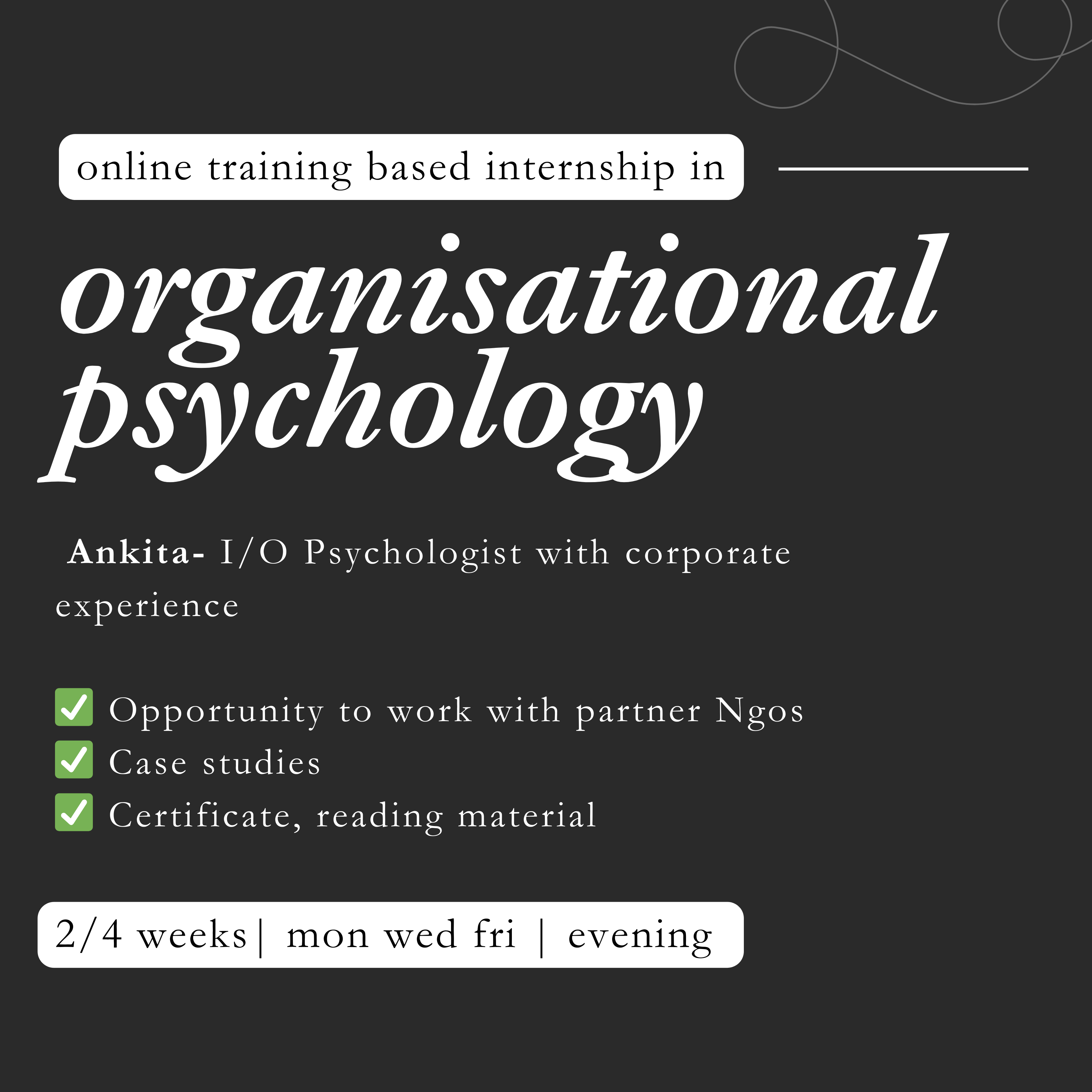I/O Psychology Training based Internship Socially Souled Psychology