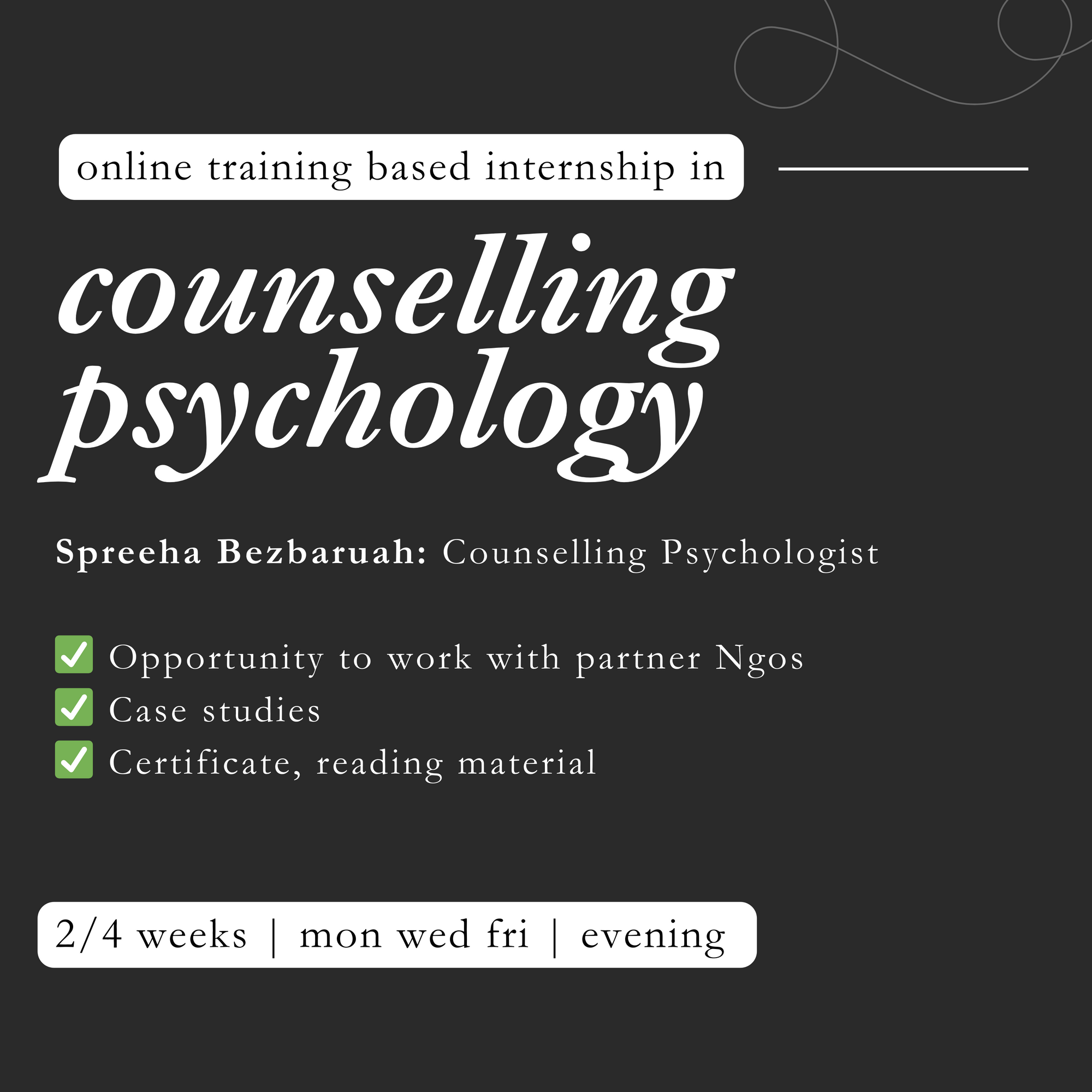 Counselling Psychology Training Based Internship