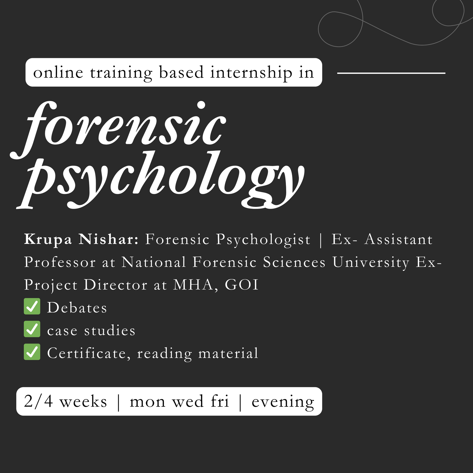 Forensic Psychology Training based Internship